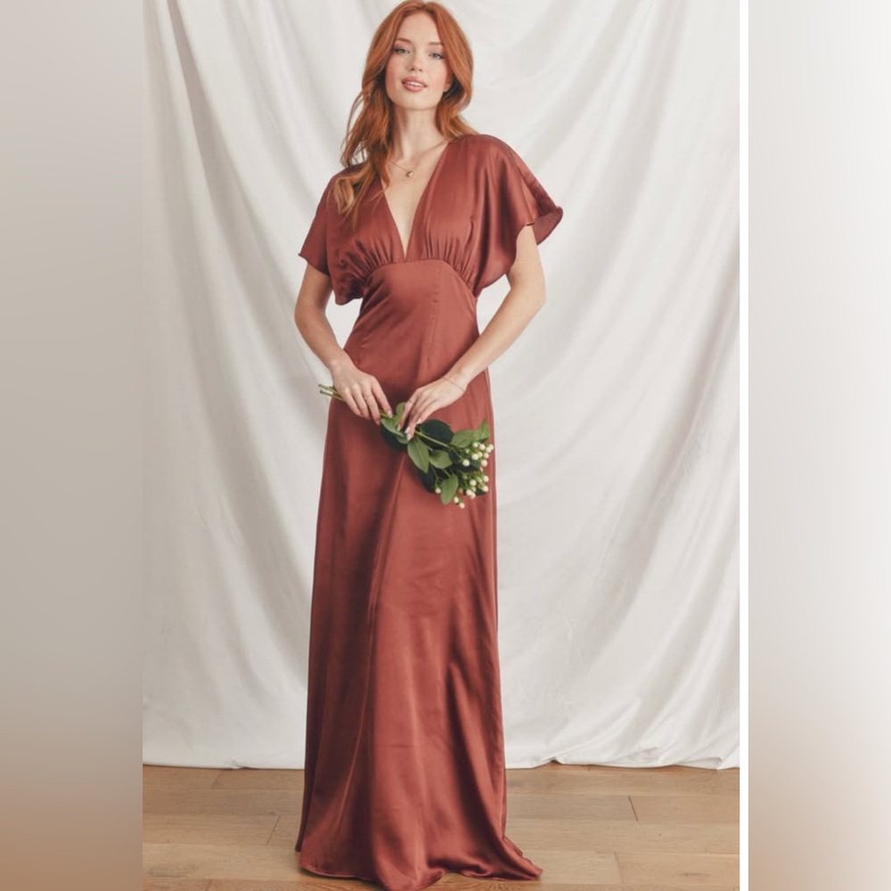 Breath of Youth: December Love Letters Dress NWT - Brown Silky